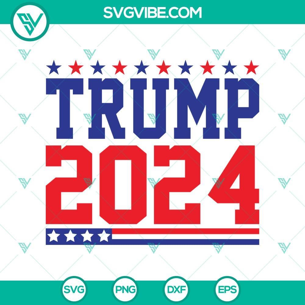 Trump 2024 SVG PNG Cut Files Vector Clipart Trump 2024 campaign SVG PNG cut files with vector clipart for digital use. Bold red, white, and blue design. Perfect for crafting projects.