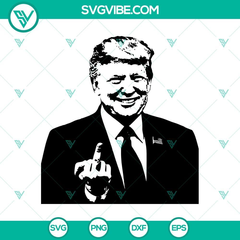 Trump giving middle finger SVG, Donald Trump SVG, Trump middle finger svg Donald Trump giving middle finger SVG illustration. Bold design of Trump showing middle finger gesture. Trump middle finger SVG for digital use.