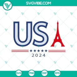 USA Eiffel Tower 2024 SVG with Paris Games and Team USA theme for Summer 2024 Olympics.