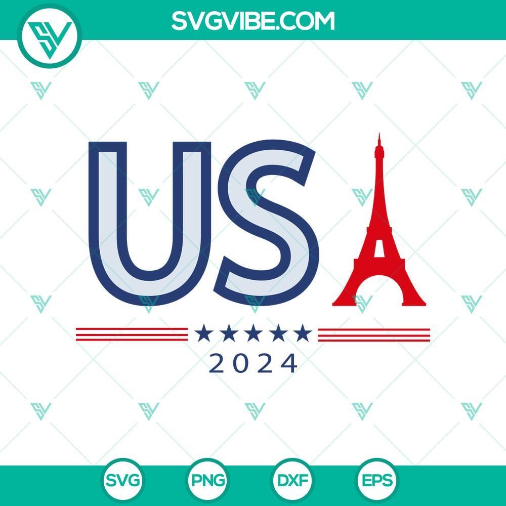 USA Eiffel Tower 2024 SVG, Paris Games SVG, Team USA SVG, Summer 2024 SVG USA Eiffel Tower 2024 SVG with Paris Games and Team USA theme for Summer 2024 Olympics.