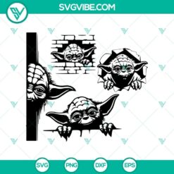 Yoda Star Wars Peeking SVG Bundle, humorous Yoda peekaboo design, ideal for crafting projects and Star Wars fans.