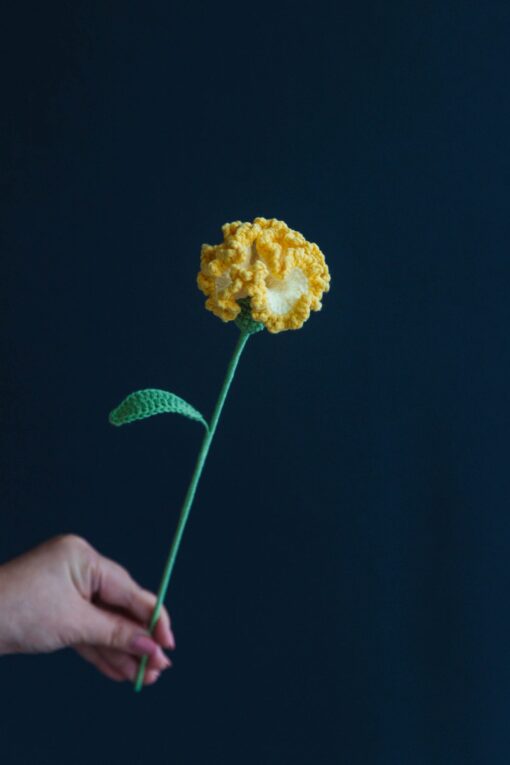 Crochet Carnation Flower - PDF Pattern with Free Video Tutorial, detailed step-by-step instructions for making a crochet flower.