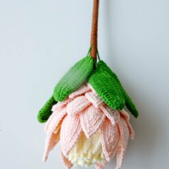 Crochet King Protea PDF pattern with video tutorial, floral crochet design for crafting enthusiasts.