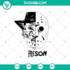 Jason Freddy face SVG featuring Freddy Krueger and Jason Voorhees horror killers design for Halloween enthusiasts.