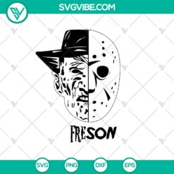 Jason Freddy face SVG featuring Freddy Krueger and Jason Voorhees horror killers design for Halloween enthusiasts.