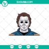 Michael Myers Halloween Peeking SVG perfect for car decals. Funny horror Halloween design with Michael Myers, ideal for spooky holiday decor.