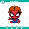 Baby Spiderman Baltimore Orioles Superhero Baseball SVG design for Cricut, including PNG file. Perfect for fans of both superheroes and baseball.