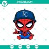 Baby Spiderman Kansas City Royals Baseball SVG design for Cricut, featuring Spiderman in Royals MLB attire. Great for baseball fans and crafts.