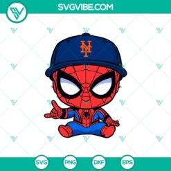 Baby Spiderman New York Mets Baseball SVG with Marvel MLB design for Cricut and crafting projects.