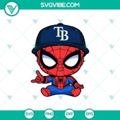 Baby Spiderman Tampa Bay Rays baseball SVG, featuring Spiderman in MLB team gear, perfect for sporty Spiderman fans.