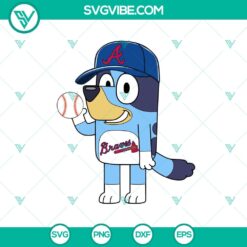 Bluey Atlanta Braves Baseball SVG for Cricut, featuring a sporty design in the colors of the Atlanta Braves MLB team. Great for crafting projects.