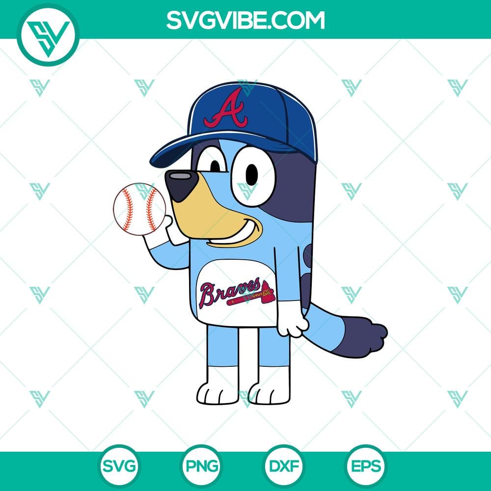 bluey-braves.jpg Bluey Atlanta Braves Baseball SVG for Cricut, featuring a sporty design in the colors of the Atlanta Braves MLB team. Great for crafting projects.