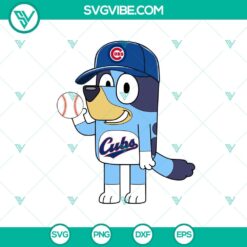 Bluey Chicago Cubs Baseball SVG with vibrant colors, ideal for Cricut projects. Official MLB design perfect for sports fans.
