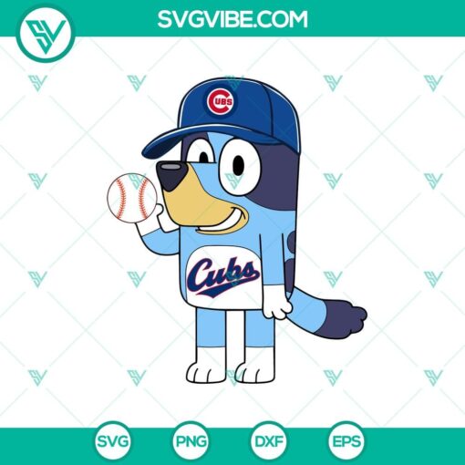 Bluey Chicago Cubs Baseball SVG with vibrant colors, ideal for Cricut projects. Official MLB design perfect for sports fans.