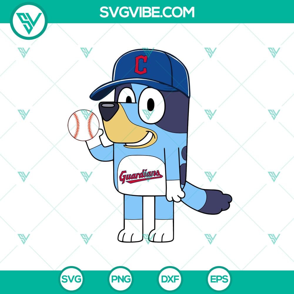 bluey-cleveland-guardian.jpg Bluey Cleveland Guardians baseball SVG for MLB fans for crafting with Cricut.