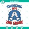 Captain America superhero back to school design SVG for 2nd grade, PNG format. Great for school supplies, shirts, and crafts.