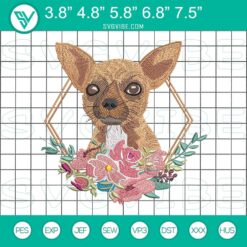 Chihuahua head embroidery design for machine, cute small dog file, ideal for crafting projects.