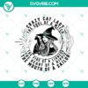 Crazy Cat Lady Halloween Witch SVG design for Cricut, featuring a spooky Halloween Girl Witch with cats, perfect for Halloween crafts.