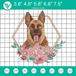 German Shepherd machine embroidery design featuring a majestic dog, perfect for stitching projects.