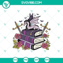 Dragon Bookish Halloween SVG with a fantasy pile of books and dragon design for Cricut crafting, in SVG and PNG formats.
