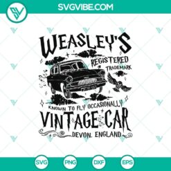 Vintage Harry Potter Flying Car SVG graphic for Cricut, featuring Weasley's iconic car.