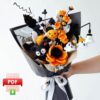 Halloween floral bouquet tutorial PDF pattern & video guide for spooky flower arrangement, perfect for DIY Halloween decor.