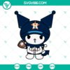 Kuromi Houston Astros Baseball MLB SVG perfect for Cricut, featuring Kuromi mascot in Houston Astros team logo colors. Great for DIY projects.