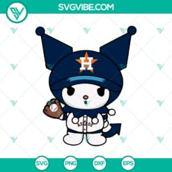 Kuromi Houston Astros Baseball MLB SVG perfect for Cricut, featuring Kuromi mascot in Houston Astros team logo colors. Great for DIY projects.