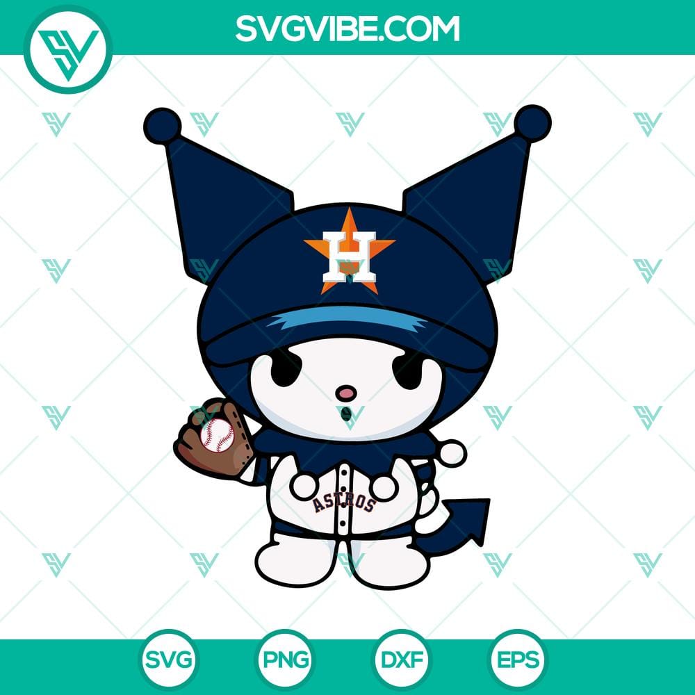 kuromi-houston-astros-baseball-svg.jpg Kuromi Houston Astros Baseball MLB SVG perfect for Cricut, featuring Kuromi mascot in Houston Astros team logo colors. Great for DIY projects.