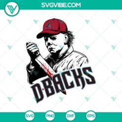Michael Myers Arizona Diamondbacks Baseball and Horror Characters Knives SVG design for Cricut crafts.