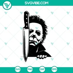 Michael Myers peeking SVG design for Cricut, with spooky horror face in peekaboo style. Great for Halloween crafts.