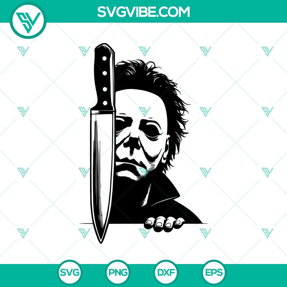 michael-myers-peeking-svg.jpg Michael Myers peeking SVG design for Cricut, with spooky horror face in peekaboo style. Great for Halloween crafts.
