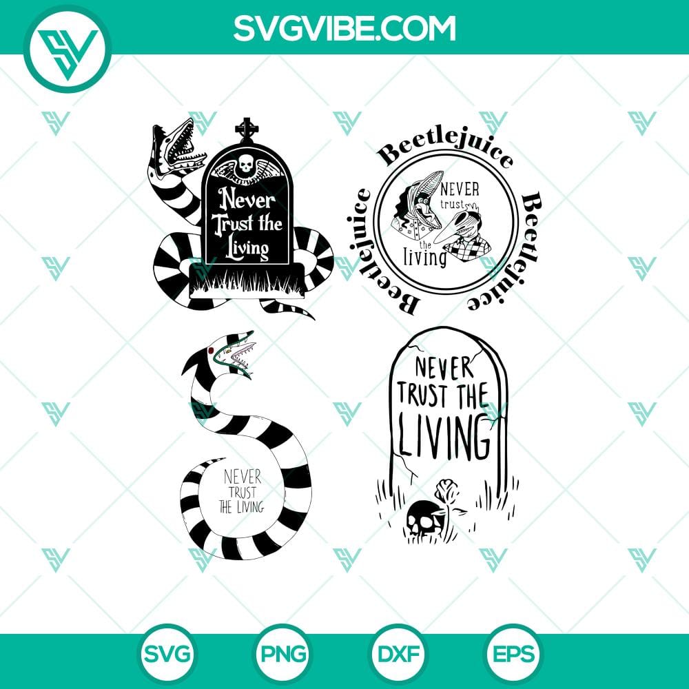 neevrtrus.jpg Beetlejuice themed SVG bundle with horror comedy quotes for Cricut, featuring unique designs for crafting projects.