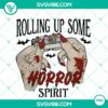Spooky Halloween themed rolling paper design with horror spirits.