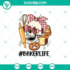 Skeleton baker life SVG design with skull baker theme, perfect for Cricut projects. Ideal for bakers.