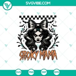Spooky Mama Bow SVG, Gothic Halloween design for Cricut machines, ideal for spooky crafts and projects.