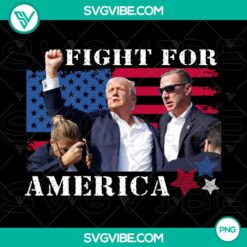Trump Fight For America US Flag PNG with patriotic design in red, white, and blue colors, ideal for social media and online use.