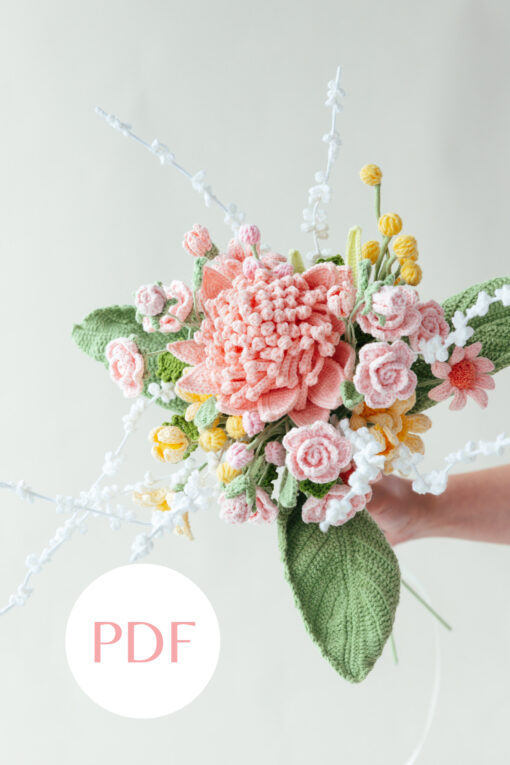Pink Protea Cynaroides Wedding Bouquet PDF pattern 1