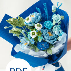 Blue Peony and Carnation Bouquet PDF pattern 5
