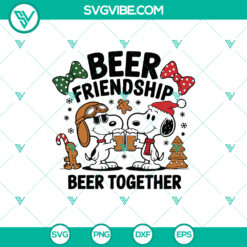 Snoopy Merry Christmas SVG with Beer Friendship Theme - Funny Holiday Design in DXF, EPS, PNG. Great for Christmas crafting projects.
