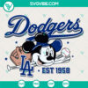 Dodgers Mickey Est. 1958 SVG featuring LA Dodgers MLB logo and Disney design, ideal for fans and sports enthusiasts.