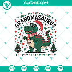 Grandma Saurus Merry Christmas SVG - Hilarious holiday design with DXF, EPS, PNG, TIF files.