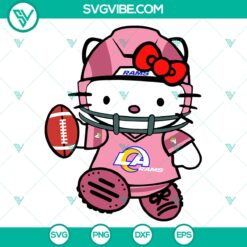 Hello Kitty LA Rams football SVG in pink color, Los Angeles Rams SVG images, cute and stylish design for fans.