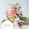 Pink Protea Cynaroides wedding bouquet PDF pattern for DIY floral arrangements.