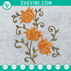 Pretty Pattern Flowers 3 Machine Embroidery Design &ndash; 2 Sizes Included &ndash; Elegant Floral Embroidery File for Instant Download