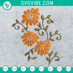 Pretty Pattern Flowers 4 Machine Embroidery Design &ndash; 2 Sizes Included &ndash; Floral Embroidery File for Instant Download