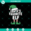 Funny Santa hat with text "Santa's Favorite ELF Merry Christmas" in DXF, EPS, PNG formats - Festive holiday SVG design.