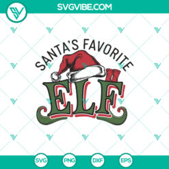 Santa's Favorite ELE Merry Christmas SVG design with funny holiday elements, available in DXF, EPS, and PNG formats.