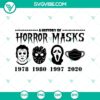 Spooky History of Horror Masks SVG for Halloween designs with horror motifs, perfect for digital projects.