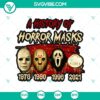 Spooky Halloween-themed SVG graphic featuring a collection of horror masks, perfect for themed designs and projects.